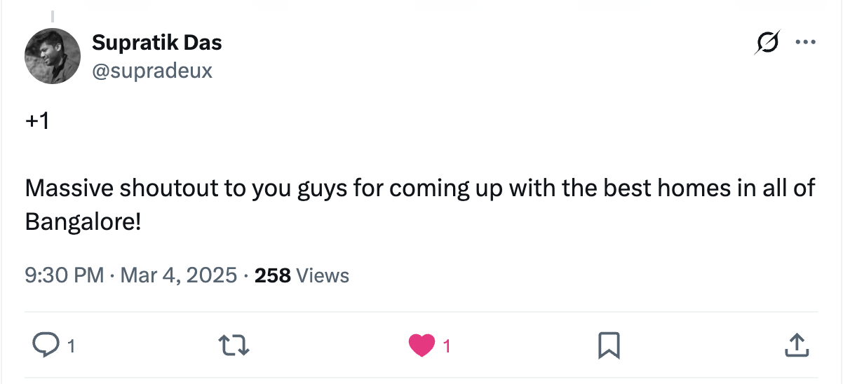 Social proof from a Flent tenant on X